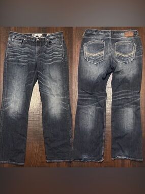 BKE Men’s Jeans Derek Bootleg Size 36R Dark Blue Wash Jeans Denim